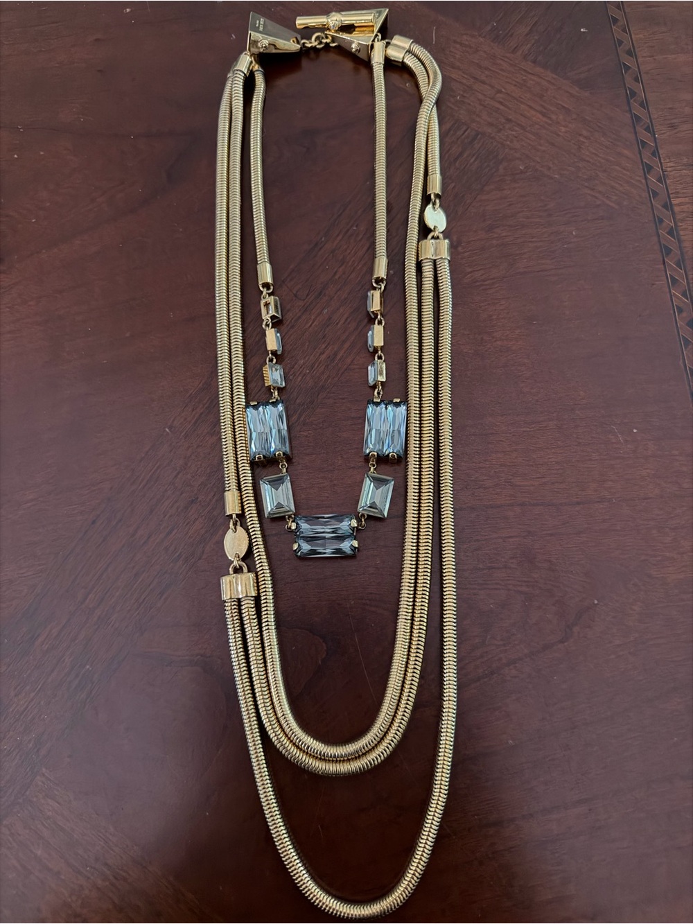 Henri Bendel RARE Gorgeous Multistrand Gold & Crystal Statement Necklace
